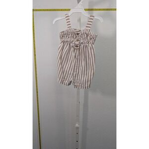 Carters Baby Romper Tan White Striped Smocked Sun Suit 3M 1S531510